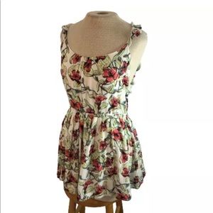 Free People Tropical Print Ruffle Mini Dress S Small